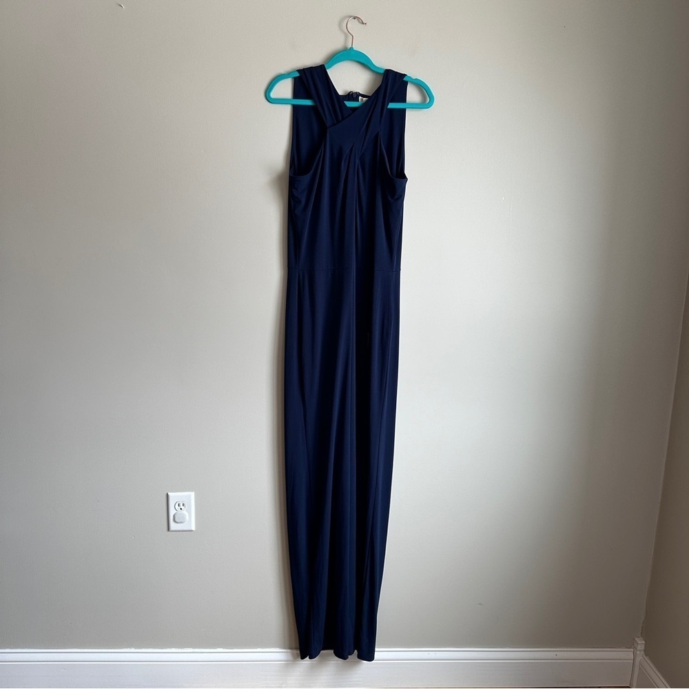 NWT Michael Kors Blue High Neck Wide Leg Jumpsuit 14